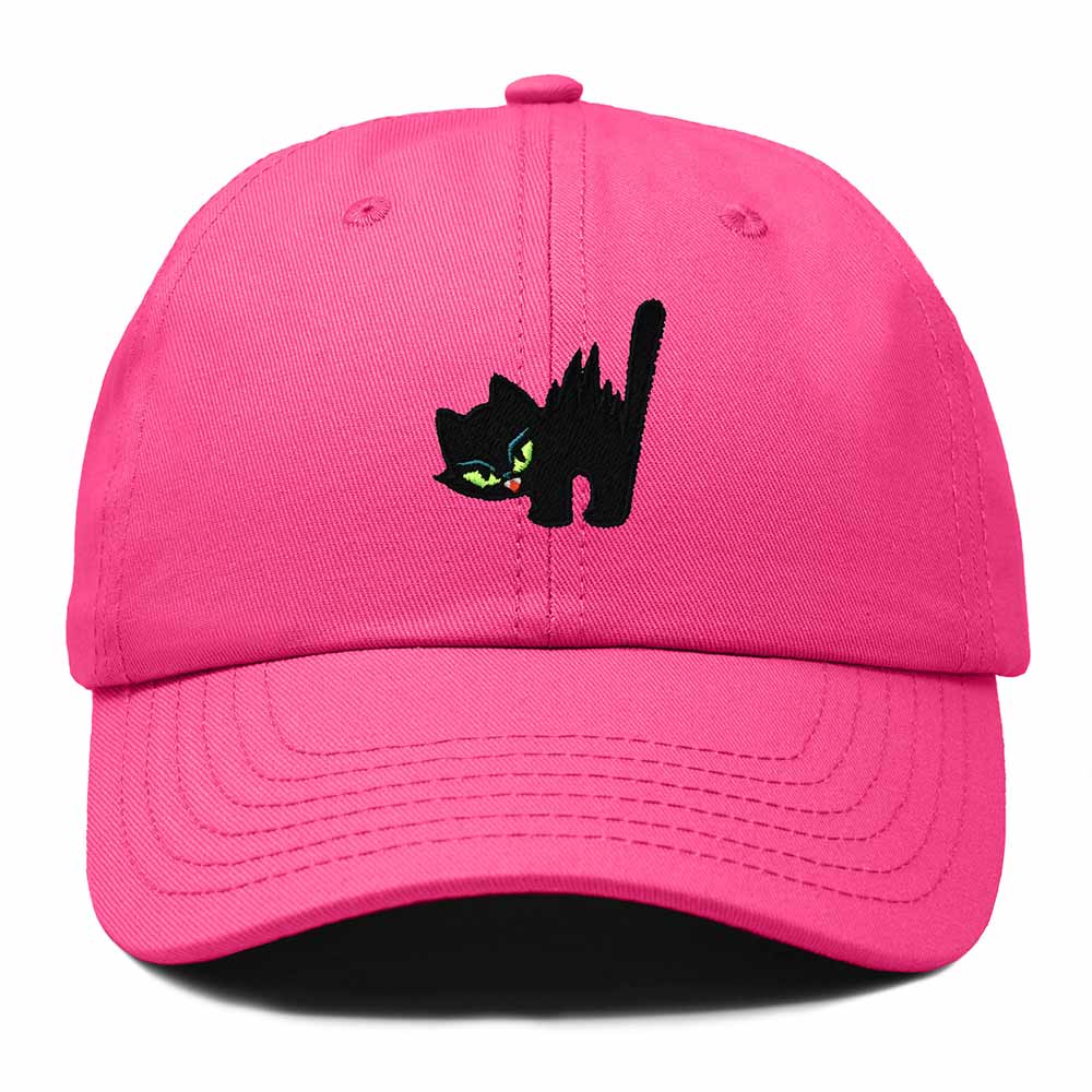 Dalix Blink Black Cat Embroidered Cotton Outdoor Baseball Cap Dad Hat Womens in Hot Pink