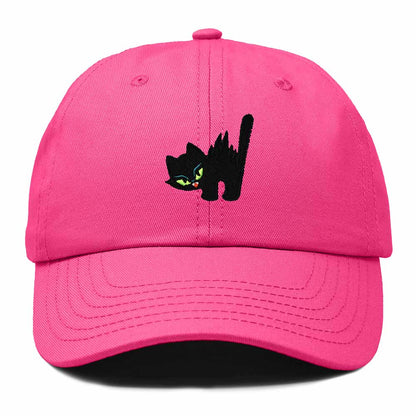 Dalix Blink Black Cat Embroidered Cotton Outdoor Baseball Cap Dad Hat Womens in Hot Pink