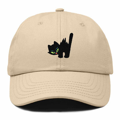 Dalix Blink Black Cat Embroidered Cotton Outdoor Baseball Cap Dad Hat Womens in Khaki
