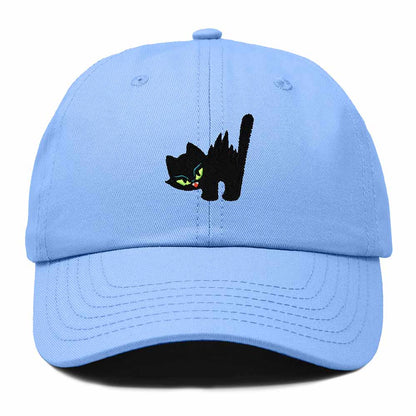 Dalix Blink Black Cat Embroidered Cotton Outdoor Baseball Cap Dad Hat Womens in Light Blue