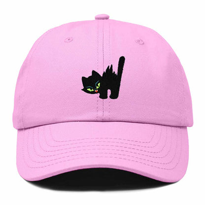 Dalix Blink Black Cat Embroidered Cotton Outdoor Baseball Cap Dad Hat Womens in Light Pink