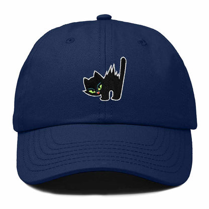 Dalix Blink Black Cat Embroidered Cotton Outdoor Baseball Cap Dad Hat Womens in Navy Blue