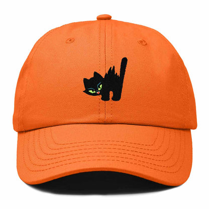 Dalix Blink Black Cat Embroidered Cotton Outdoor Baseball Cap Dad Hat Womens in Orange