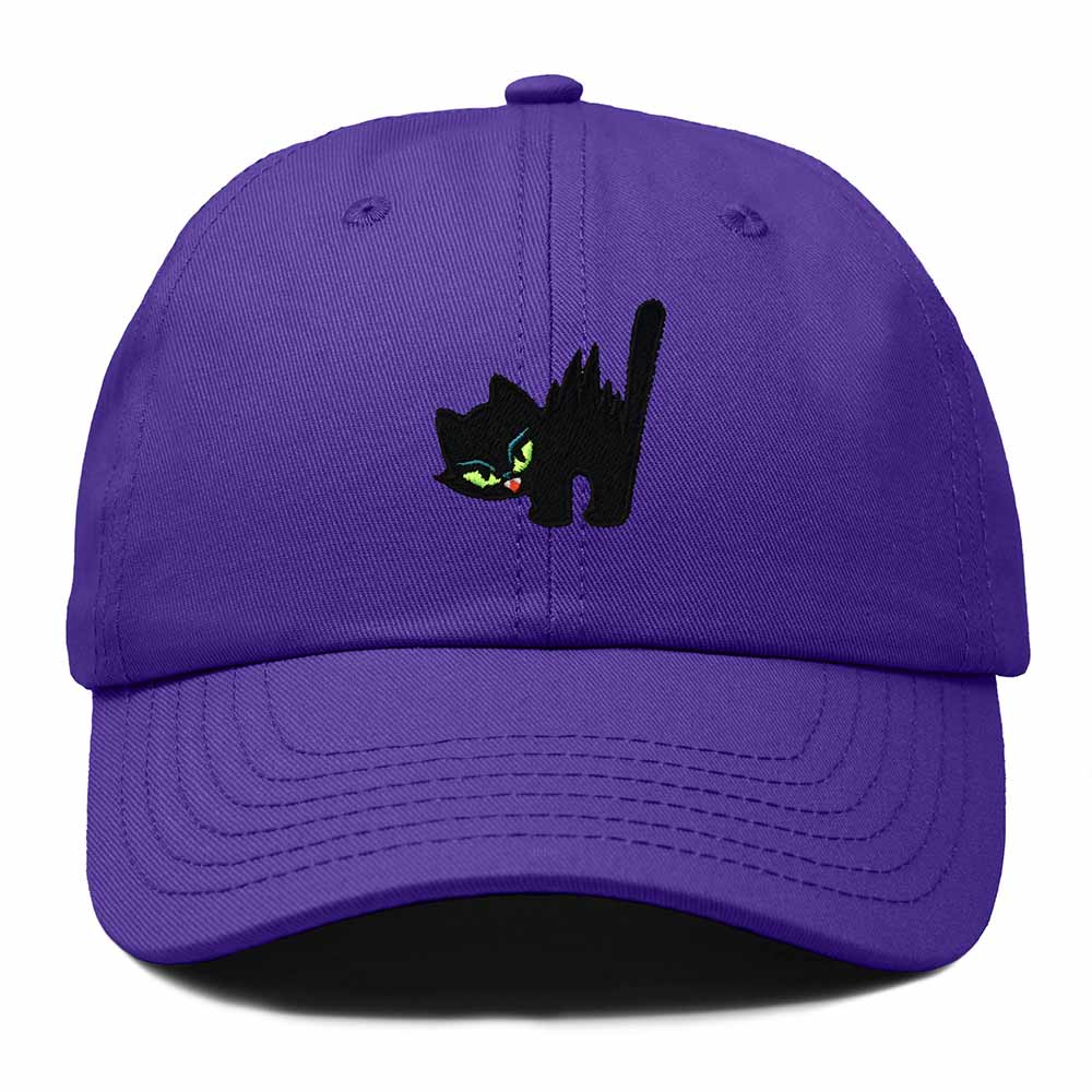 Dalix Blink Black Cat Embroidered Cotton Outdoor Baseball Cap Dad Hat Womens in Purple