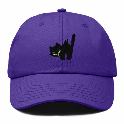 Dalix Blink Black Cat Embroidered Cotton Outdoor Baseball Cap Dad Hat Womens in Purple