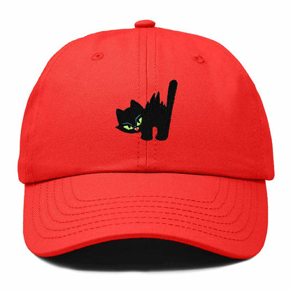 Dalix Blink Black Cat Embroidered Cotton Outdoor Baseball Cap Dad Hat Womens in Red