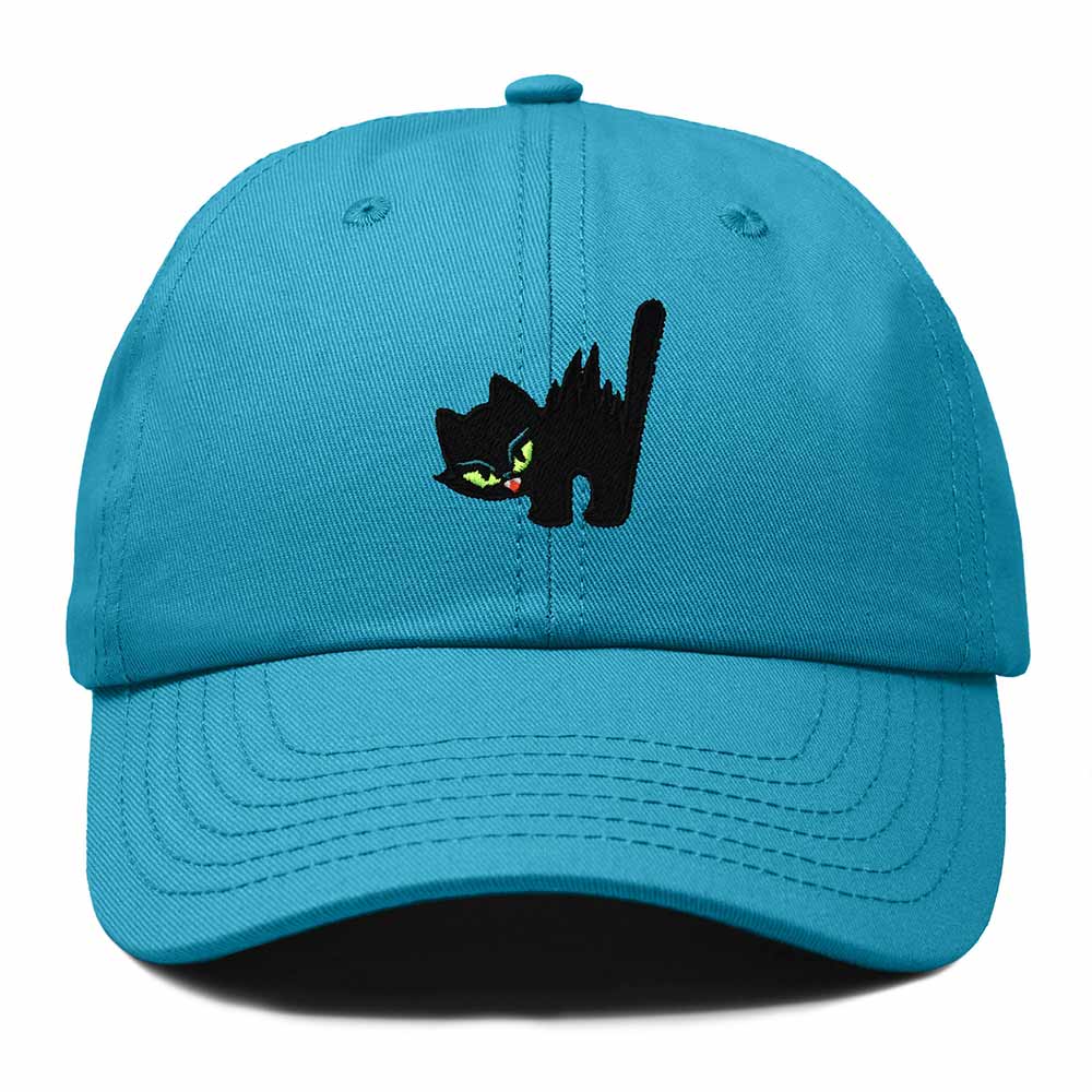 Dalix Blink Black Cat Embroidered Cotton Outdoor Baseball Cap Dad Hat Womens in Teal