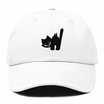Dalix Blink Black Cat Embroidered Cotton Outdoor Baseball Cap Dad Hat Womens in White
