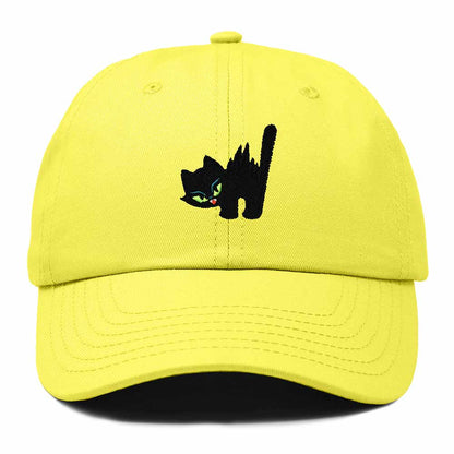 Dalix Blink Black Cat Embroidered Cotton Outdoor Baseball Cap Dad Hat Womens in Yellow