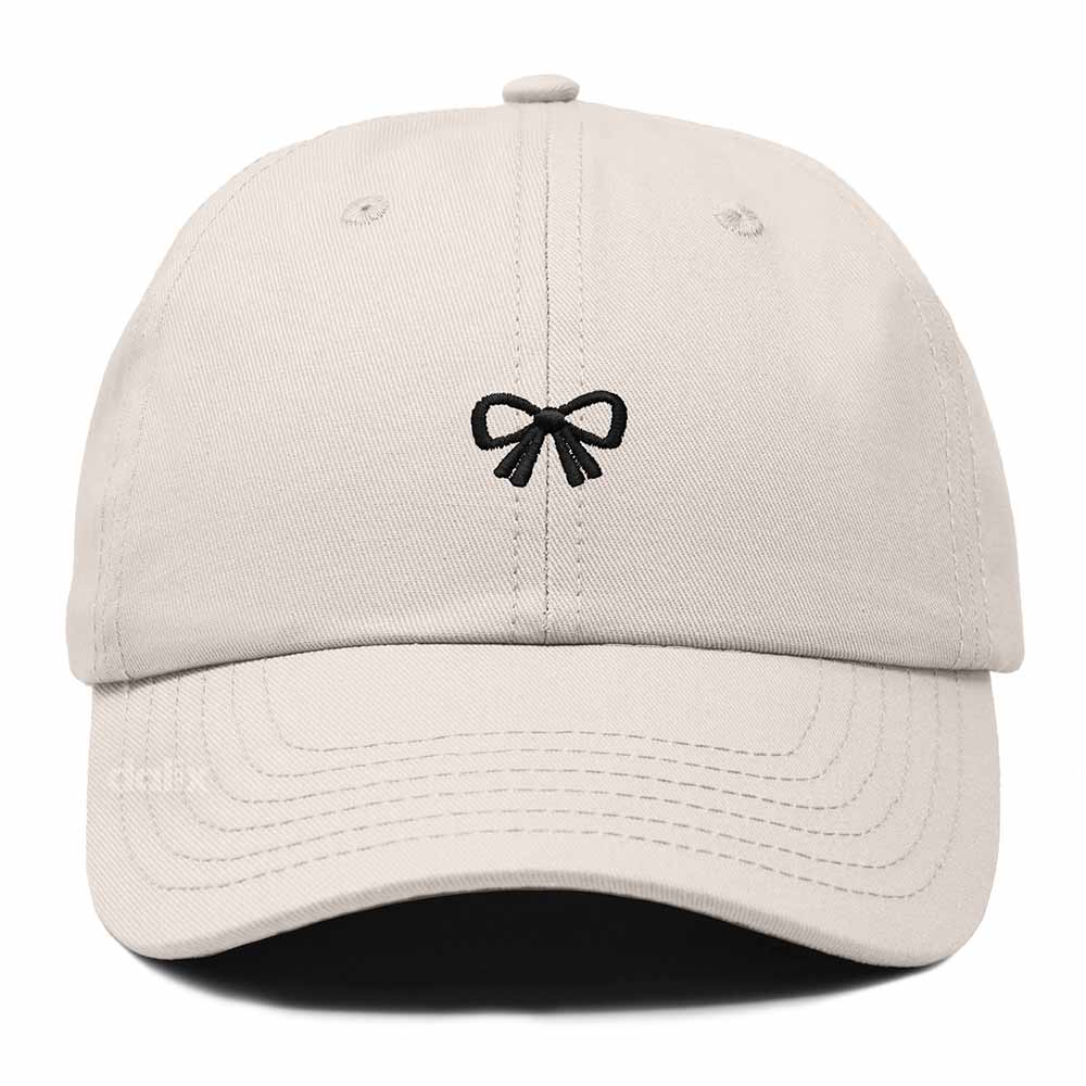 Dalix Bow Embroidered Coquette Cotton Summer Cute Outdoor Baseball Cap Dad Hat Womens in Beige