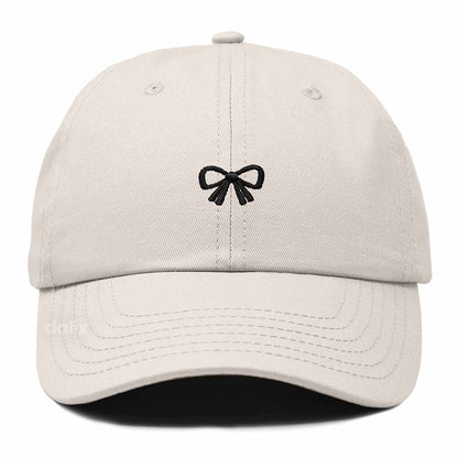 Dalix Bow Embroidered Coquette Cotton Summer Cute Outdoor Baseball Cap Dad Hat Womens in Beige