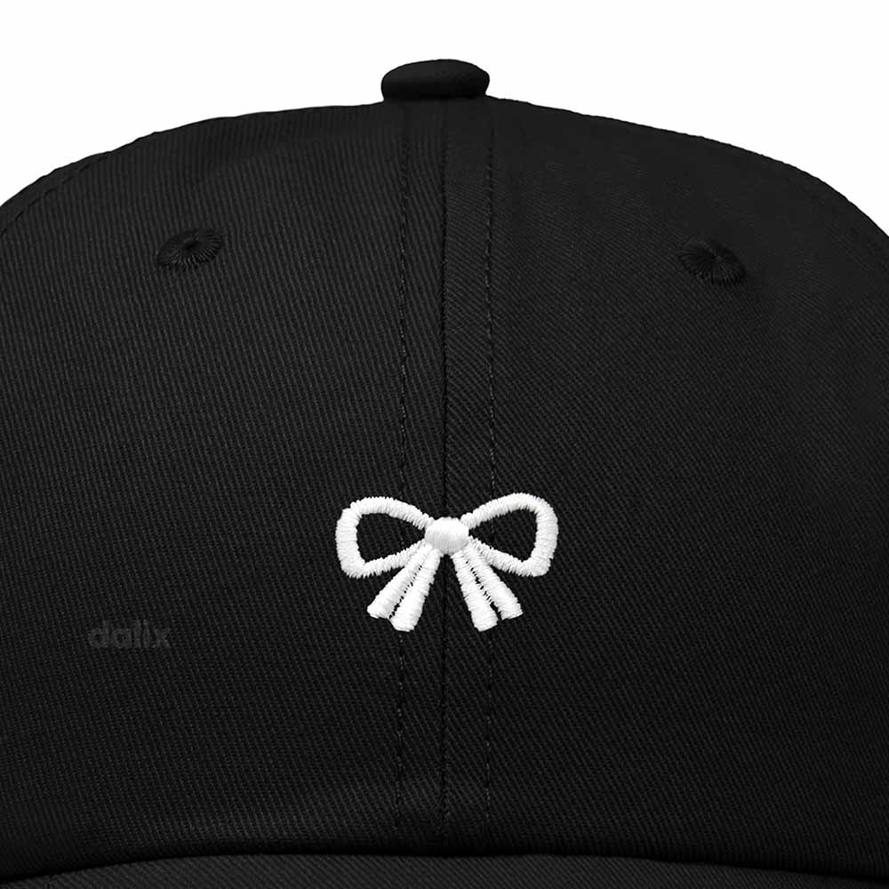 Dalix Bow Embroidered Coquette Cotton Summer Cute Outdoor Baseball Cap Dad Hat Womens in Black