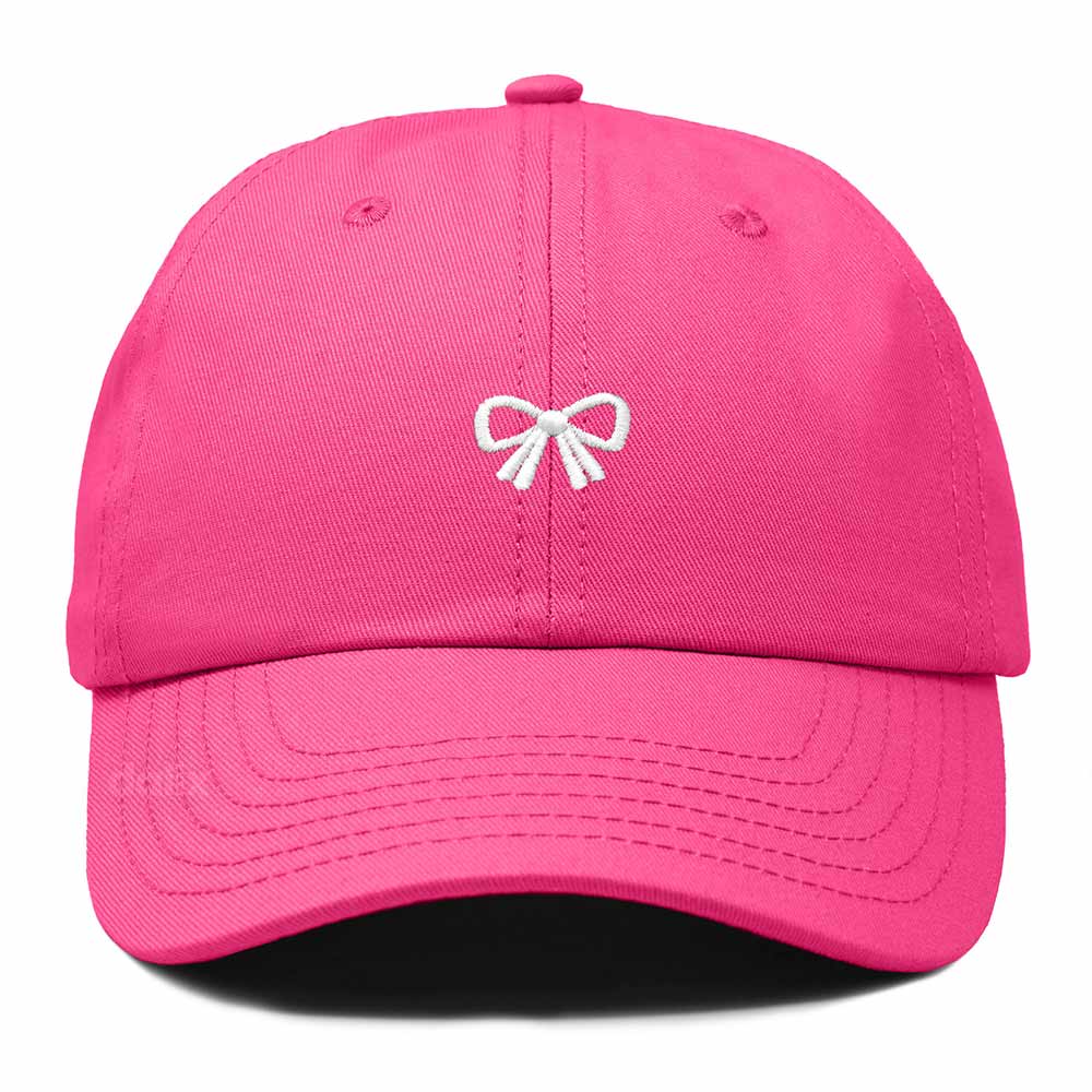 Dalix Bow Embroidered Coquette Cotton Summer Cute Outdoor Baseball Cap Dad Hat Womens in Hot Pink