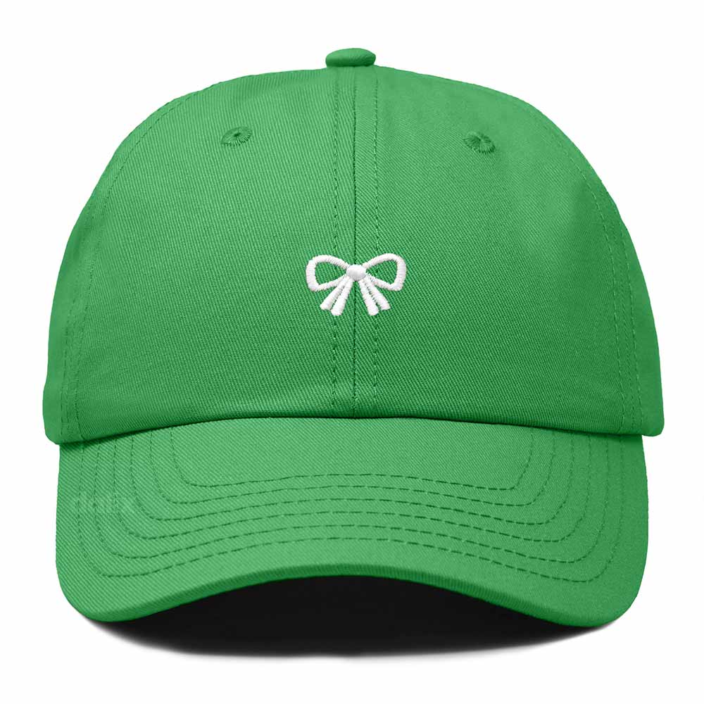 Dalix Bow Embroidered Coquette Cotton Summer Cute Outdoor Baseball Cap Dad Hat Womens in Kelly Green