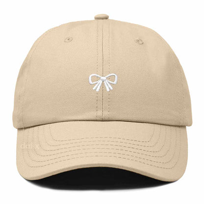 Dalix Bow Embroidered Coquette Cotton Summer Cute Outdoor Baseball Cap Dad Hat Womens in Khaki