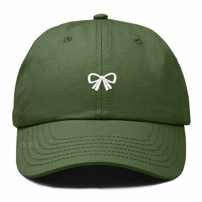 Dalix Bow Embroidered Coquette Cotton Summer Cute Outdoor Baseball Cap Dad Hat Womens in Olive