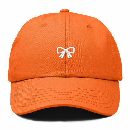 Dalix Bow Embroidered Coquette Cotton Summer Cute Outdoor Baseball Cap Dad Hat Womens in Orange