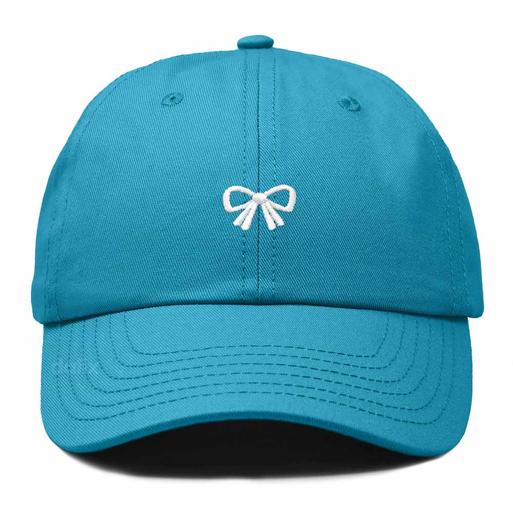 Dalix Bow Embroidered Coquette Cotton Summer Cute Outdoor Baseball Cap Dad Hat Womens in Teal