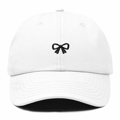 Dalix Bow Embroidered Coquette Cotton Summer Cute Outdoor Baseball Cap Dad Hat Womens in White
