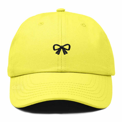 Dalix Bow Embroidered Coquette Cotton Summer Cute Outdoor Baseball Cap Dad Hat Womens in Yellow