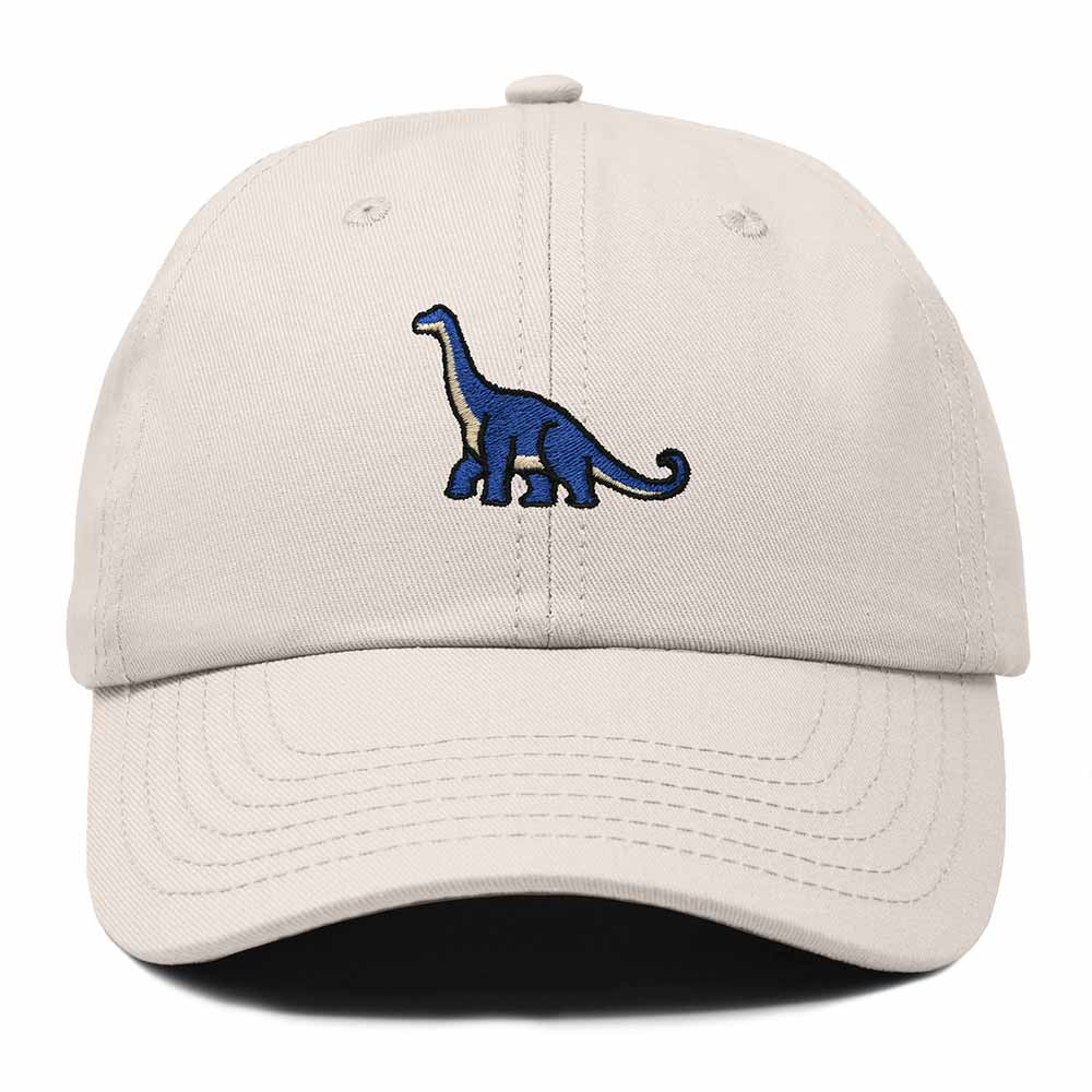Dalix Brachiosaurus Embroidered Dinosaur Cotton Summer Outdoor Baseball Cap Dad Hat Mens in Beige