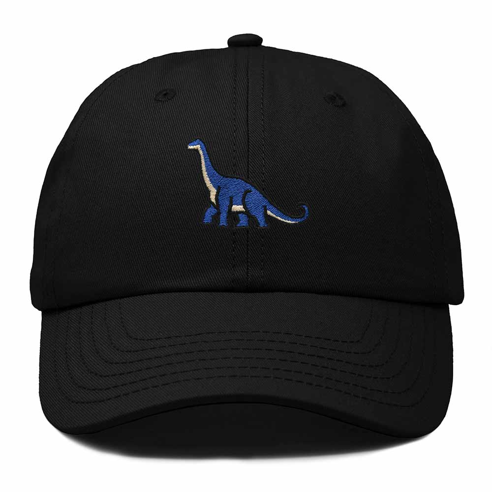 Dalix Brachiosaurus Embroidered Dinosaur Cotton Summer Outdoor Baseball Cap Dad Hat Mens in Black