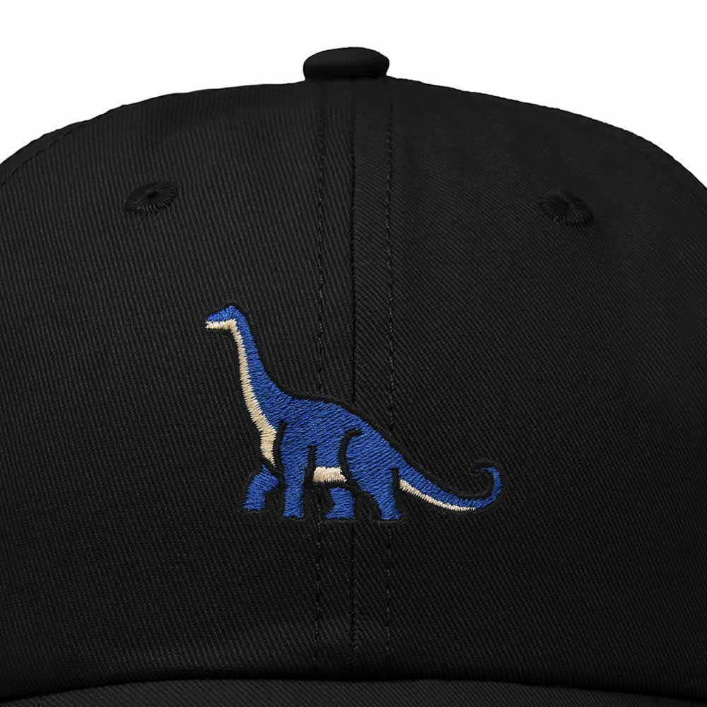 Dalix Brachiosaurus Embroidered Dinosaur Cotton Summer Outdoor Baseball Cap Dad Hat Mens in Black