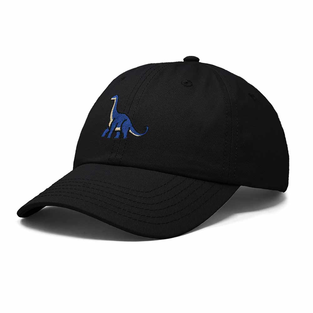Dalix Brachiosaurus Embroidered Dinosaur Cotton Summer Outdoor Baseball Cap Dad Hat Mens in Black