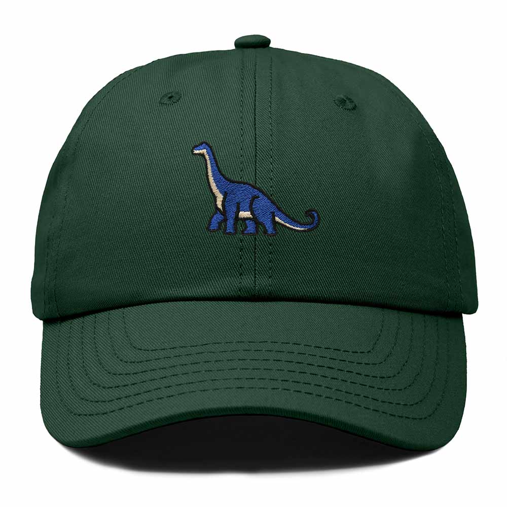Dalix Brachiosaurus Embroidered Dinosaur Cotton Summer Outdoor Baseball Cap Dad Hat Mens in Dark Green