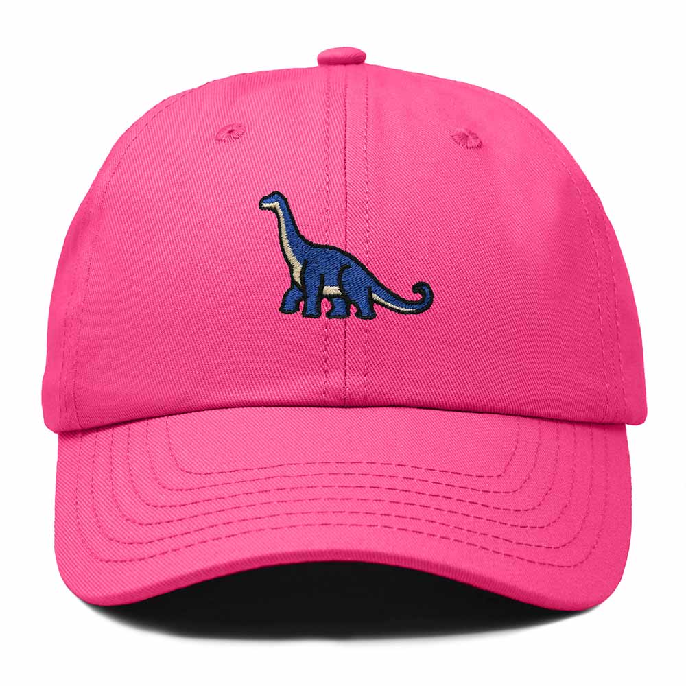 Dalix Brachiosaurus Embroidered Dinosaur Cotton Summer Outdoor Baseball Cap Dad Hat Mens in Hot Pink