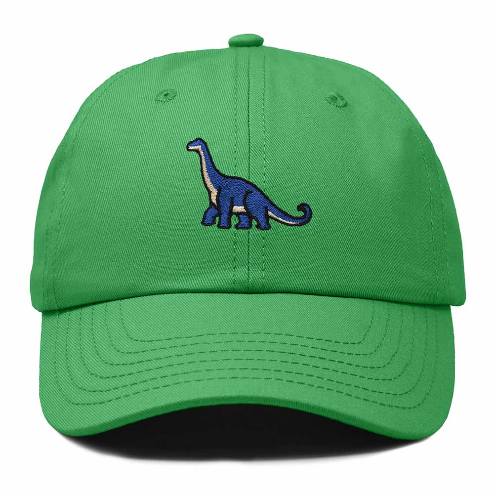 Dalix Brachiosaurus Embroidered Dinosaur Cotton Summer Outdoor Baseball Cap Dad Hat Mens in Kelly Green
