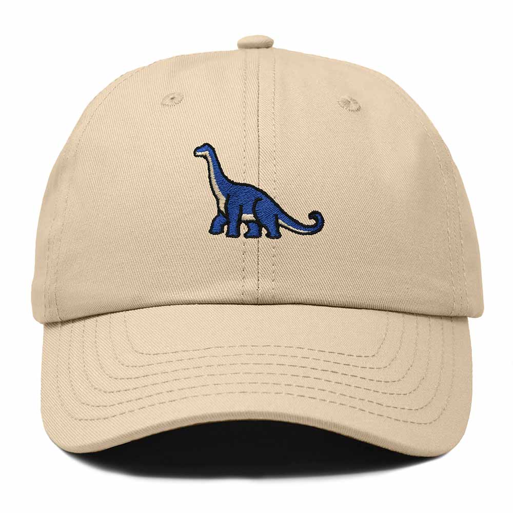 Dalix Brachiosaurus Embroidered Dinosaur Cotton Summer Outdoor Baseball Cap Dad Hat Mens in Khaki