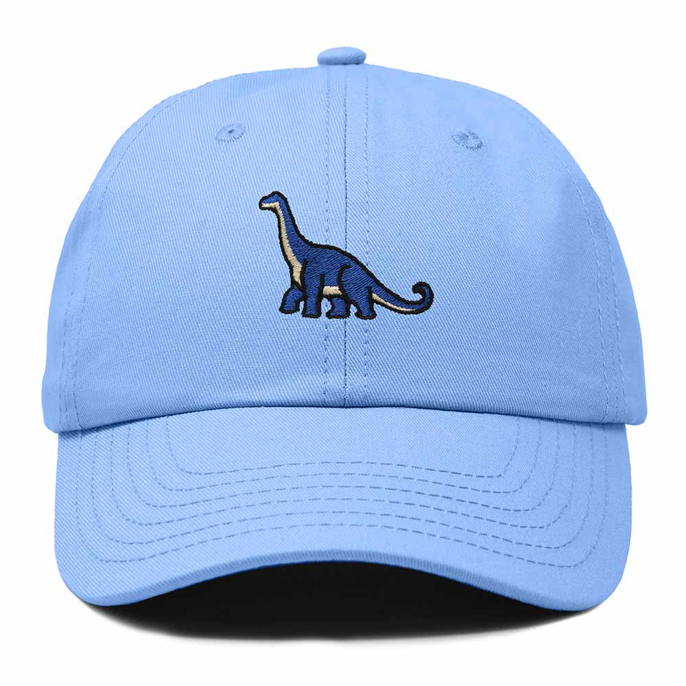 Dalix Brachiosaurus Embroidered Dinosaur Cotton Summer Outdoor Baseball Cap Dad Hat Mens in Light Blue