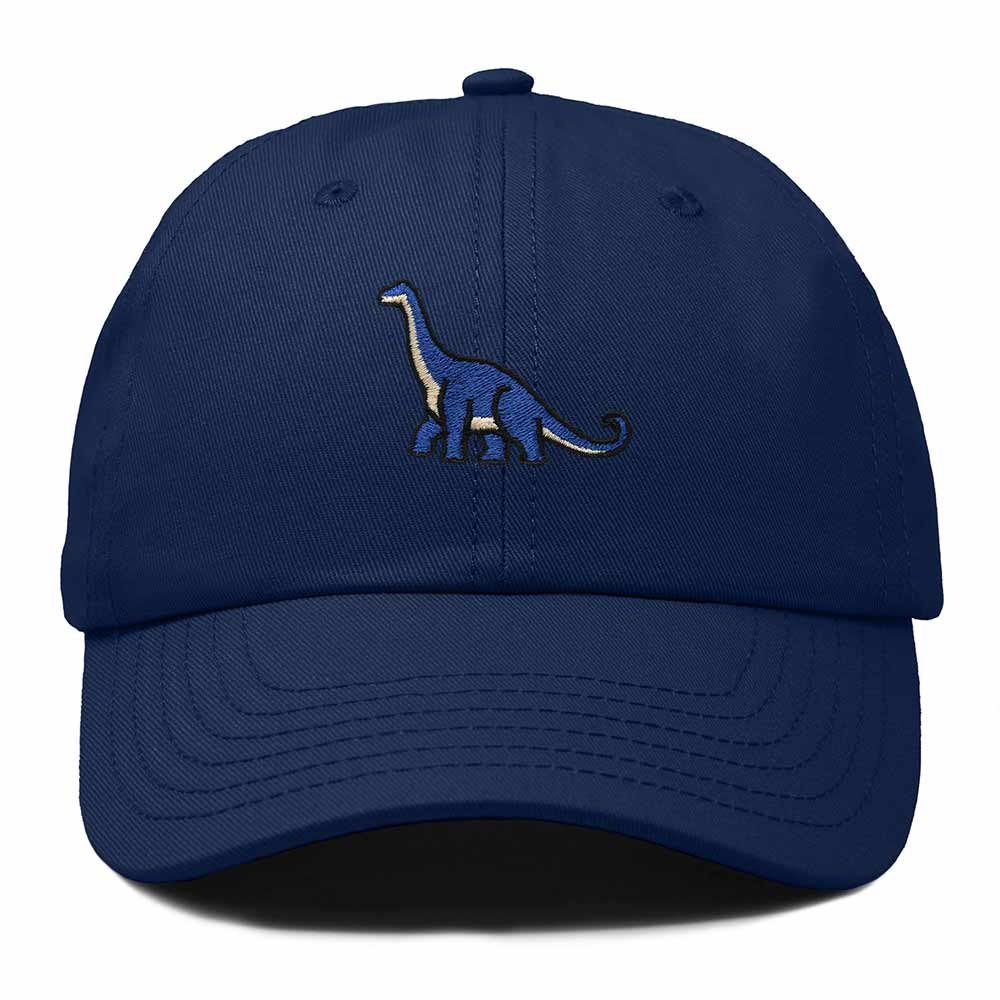 Dalix Brachiosaurus Embroidered Dinosaur Cotton Summer Outdoor Baseball Cap Dad Hat Mens in Navy Blue