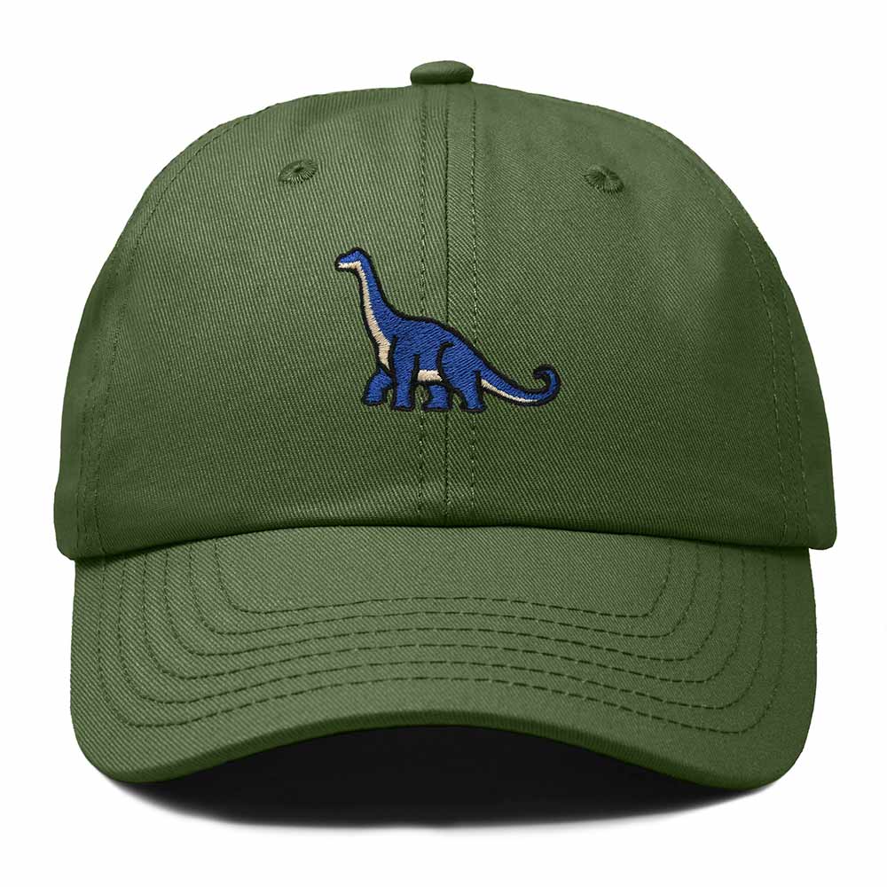 Dalix Brachiosaurus Embroidered Dinosaur Cotton Summer Outdoor Baseball Cap Dad Hat Mens in Olive