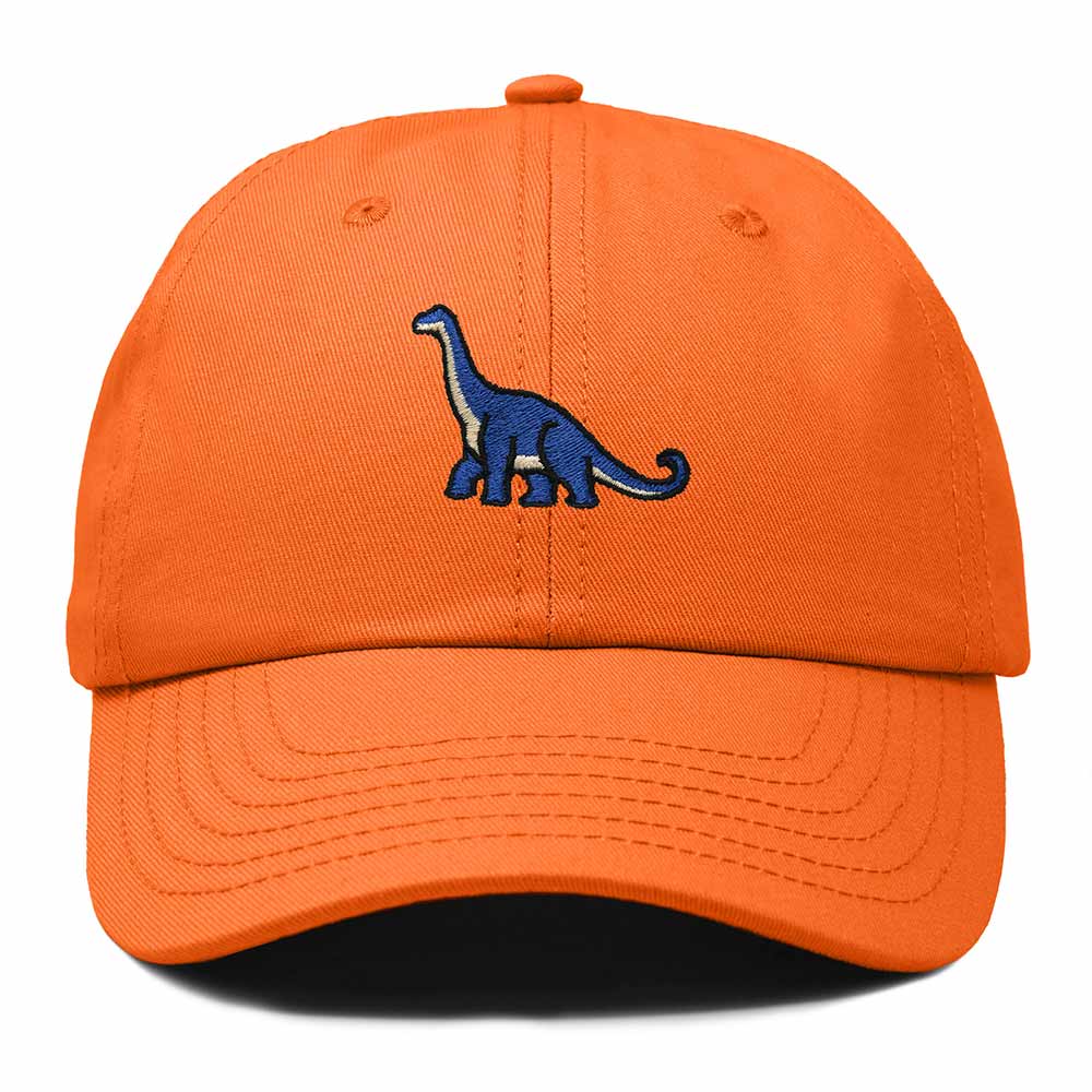 Dalix Brachiosaurus Embroidered Dinosaur Cotton Summer Outdoor Baseball Cap Dad Hat Mens in Orange