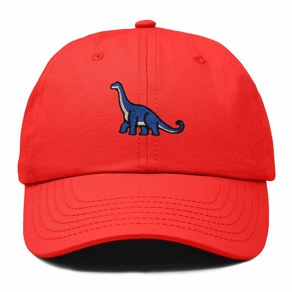 Dalix Brachiosaurus Embroidered Dinosaur Cotton Summer Outdoor Baseball Cap Dad Hat Mens in Red