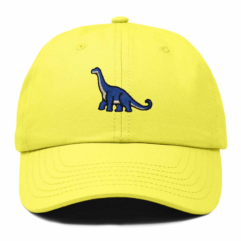Dalix Brachiosaurus Embroidered Dinosaur Cotton Summer Outdoor Baseball Cap Dad Hat Mens in Yellow
