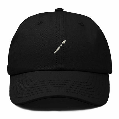Dalix Paint Brush Embroidered Adjustable Artist Cotton Twill Dad Hat for Men in Black