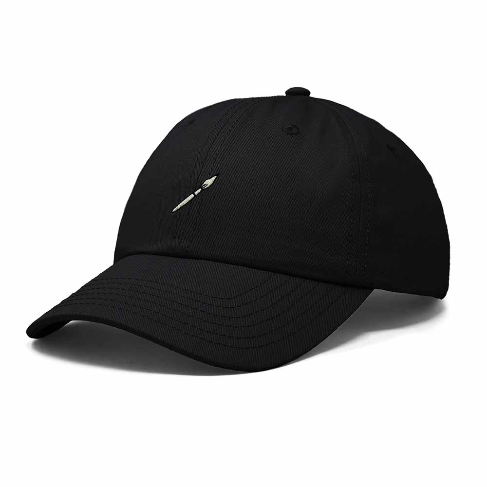 Dalix Paint Brush Embroidered Adjustable Artist Cotton Twill Dad Hat for Men in Black