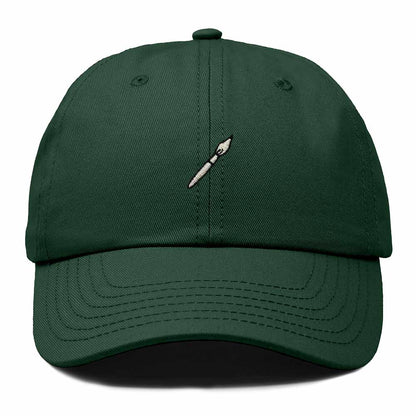 Dalix Paint Brush Embroidered Adjustable Artist Cotton Twill Dad Hat for Men in Dark Green