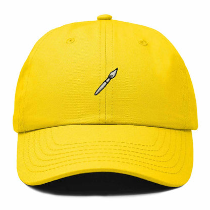 Dalix Paint Brush Embroidered Adjustable Artist Cotton Twill Dad Hat for Men in Gold