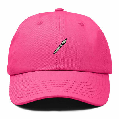 Dalix Paint Brush Embroidered Adjustable Artist Cotton Twill Dad Hat for Men in Hot Pink