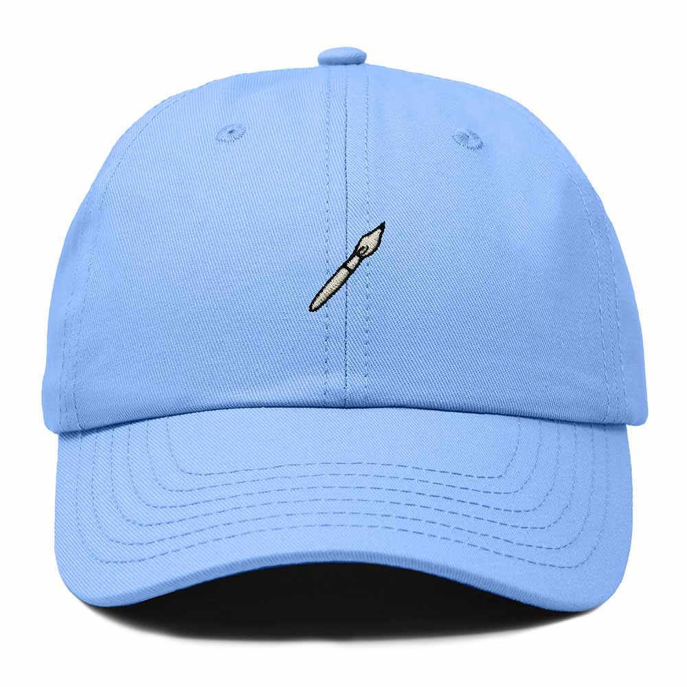 Dalix Paint Brush Embroidered Adjustable Artist Cotton Twill Dad Hat for Men in Light Blue