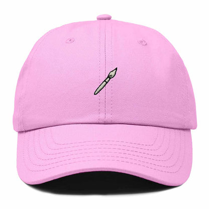 Dalix Paint Brush Embroidered Adjustable Artist Cotton Twill Dad Hat for Men in Light Pink