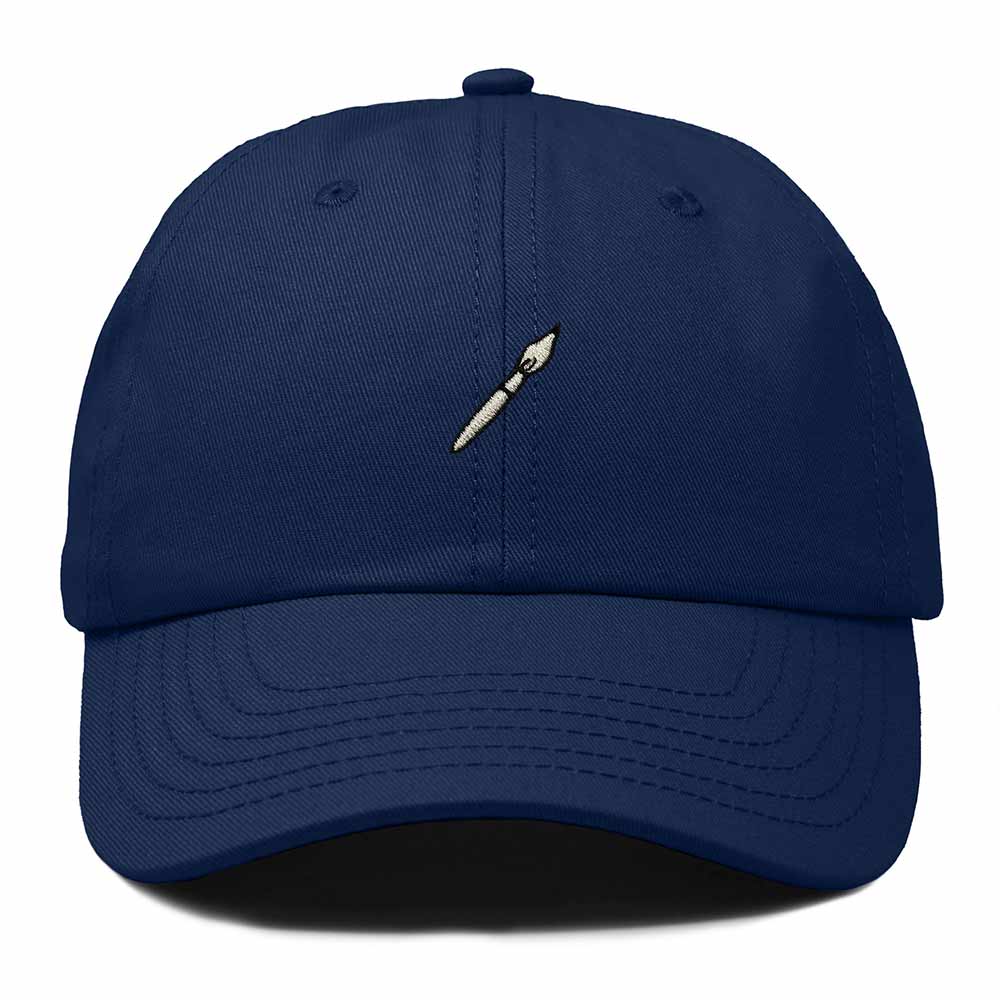 Dalix Paint Brush Embroidered Adjustable Artist Cotton Twill Dad Hat for Men in Navy Blue