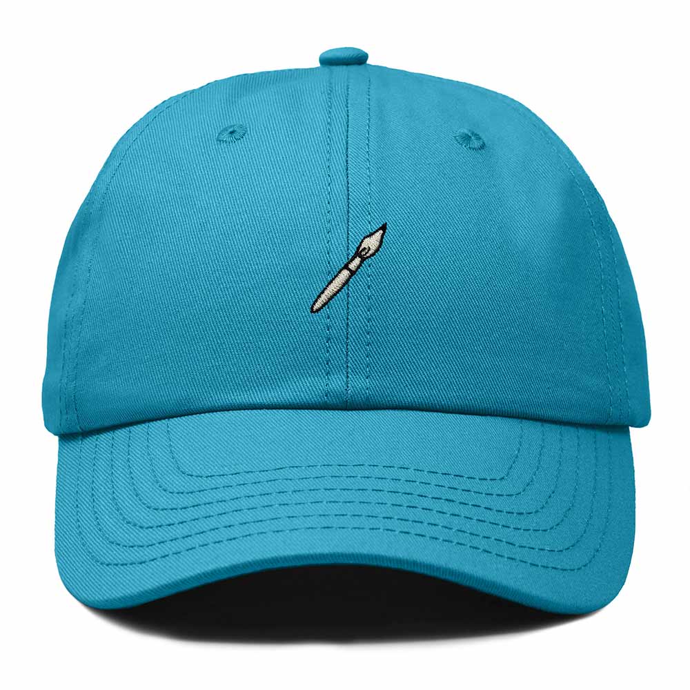 Dalix Paint Brush Embroidered Adjustable Artist Cotton Twill Dad Hat for Men in Teal