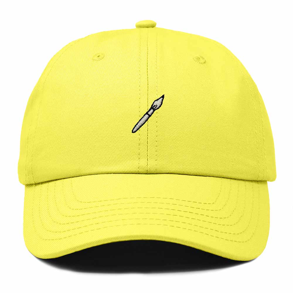 Dalix Paint Brush Embroidered Adjustable Artist Cotton Twill Dad Hat for Men in Yellow