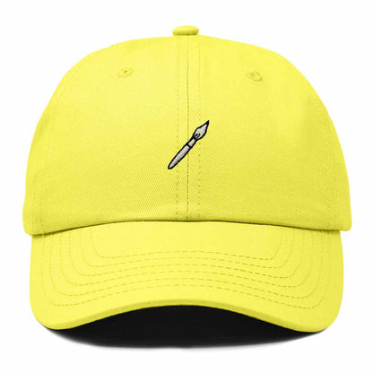 Dalix Paint Brush Embroidered Adjustable Artist Cotton Twill Dad Hat for Men in Yellow