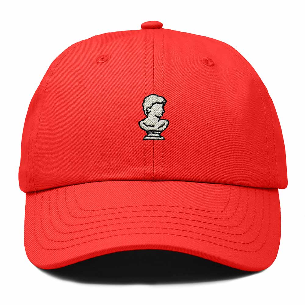 Dalix Bust Sculpture Embroidered Dad Hat Adjustable Cotton Twill Baseball Cap Casual for Men in Red